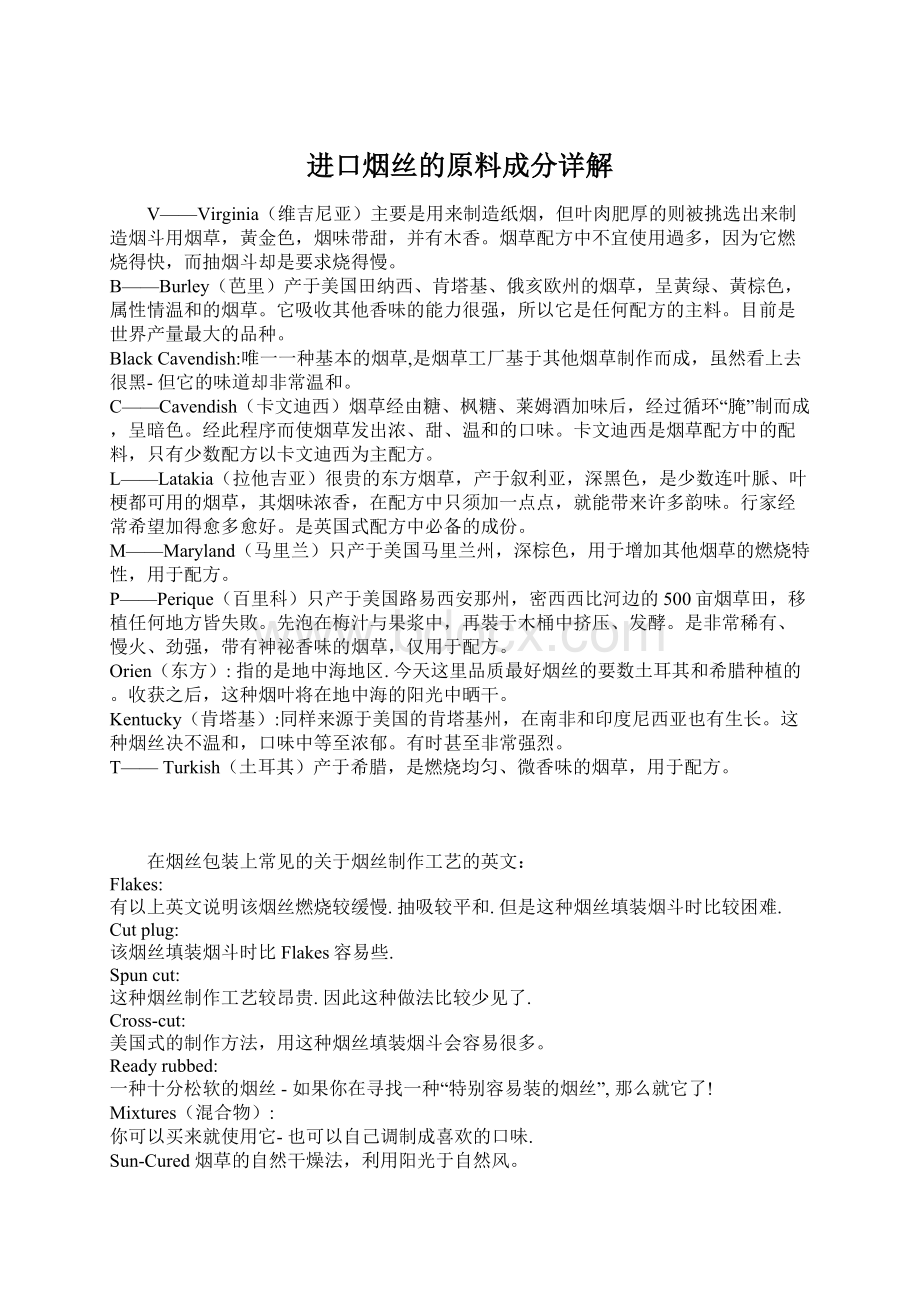 进口烟丝的原料成分详解Word文件下载.docx_第1页