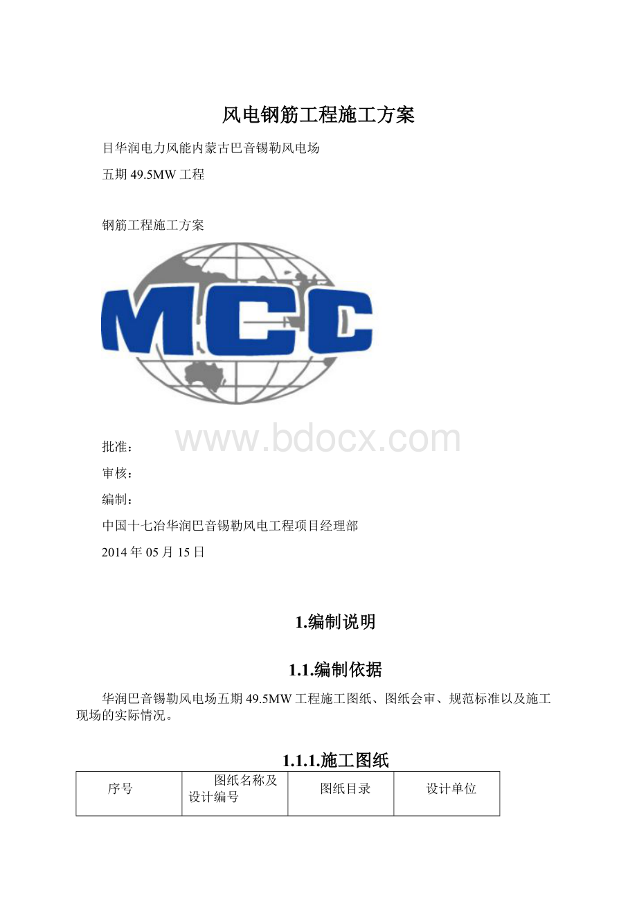 风电钢筋工程施工方案.docx