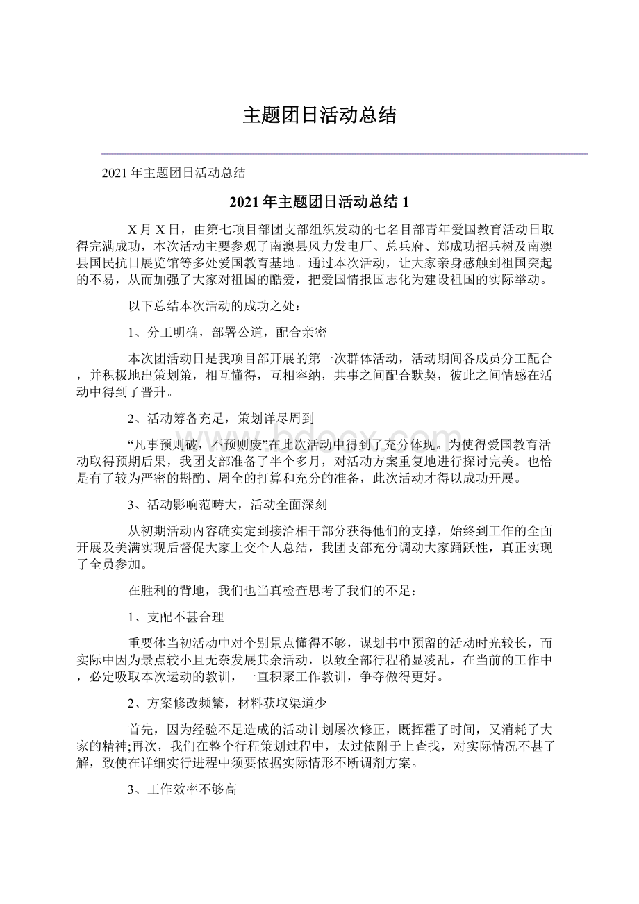 主题团日活动总结文档格式.docx