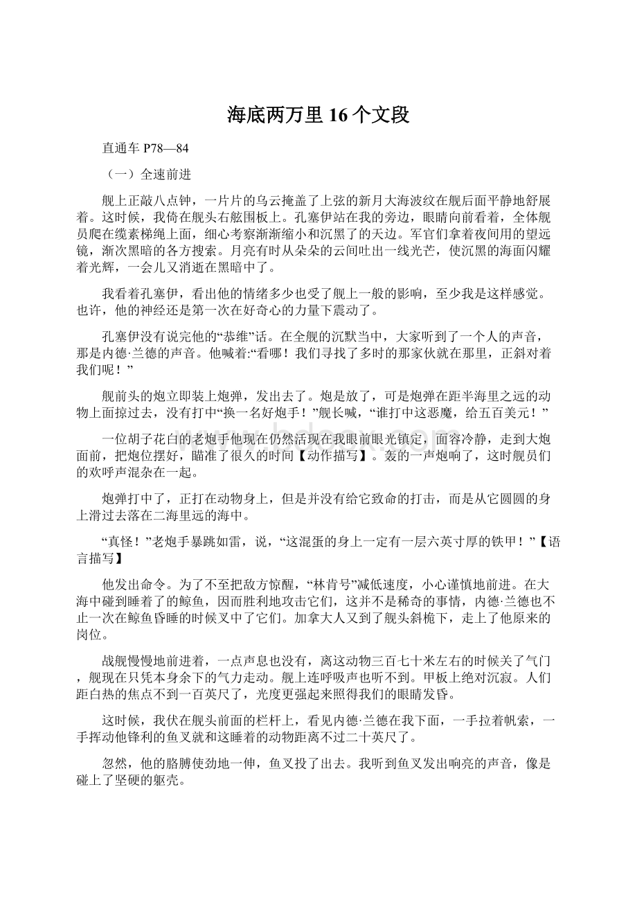 海底两万里16个文段Word文件下载.docx_第1页