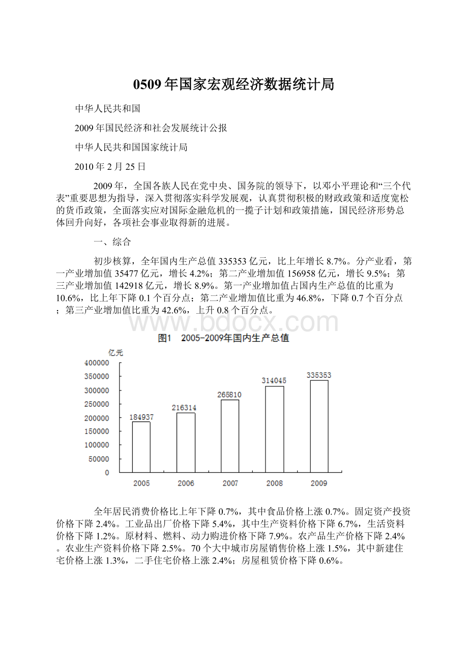 0509年国家宏观经济数据统计局.docx