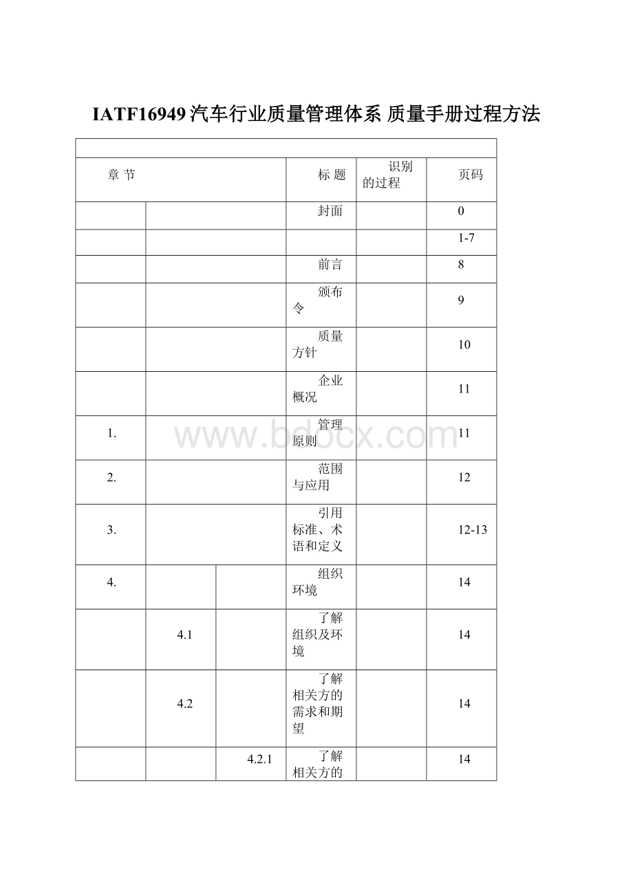 IATF16949汽车行业质量管理体系 质量手册过程方法Word文档下载推荐.docx