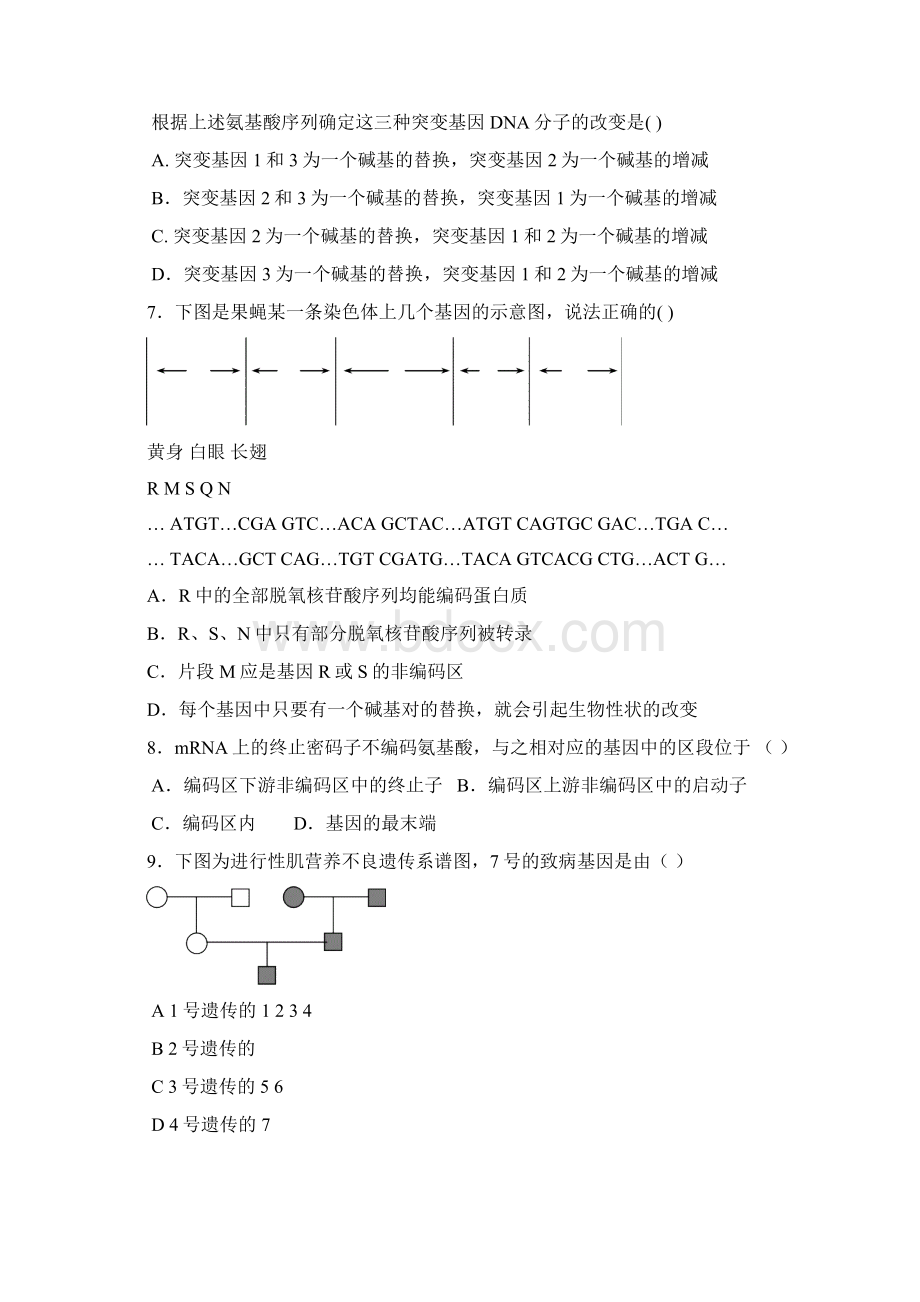 洪湖二中0607学年生物学质检模拟《遗传与变异》.docx_第3页