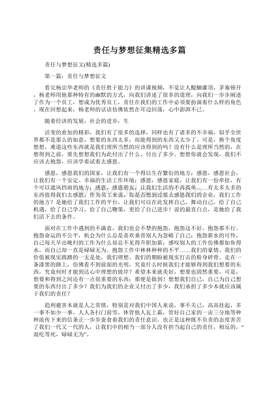 责任与梦想征集精选多篇.docx