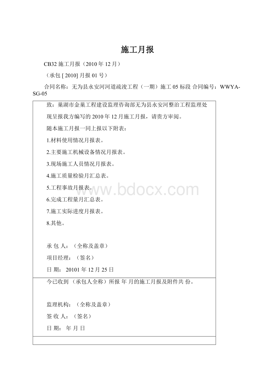 施工月报文档格式.docx