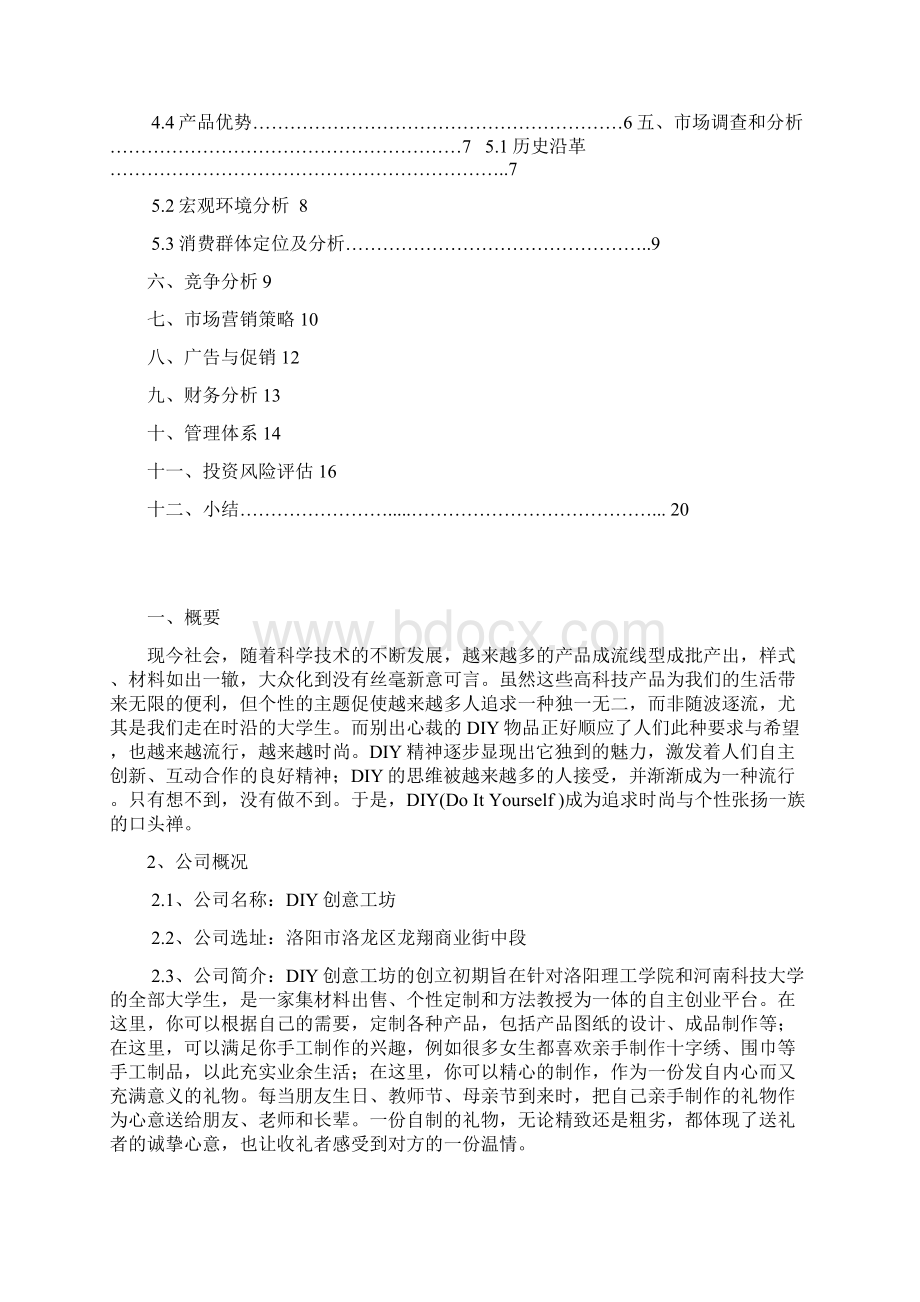 强烈推荐DIY创意工坊项目创业计划文档格式.docx_第2页