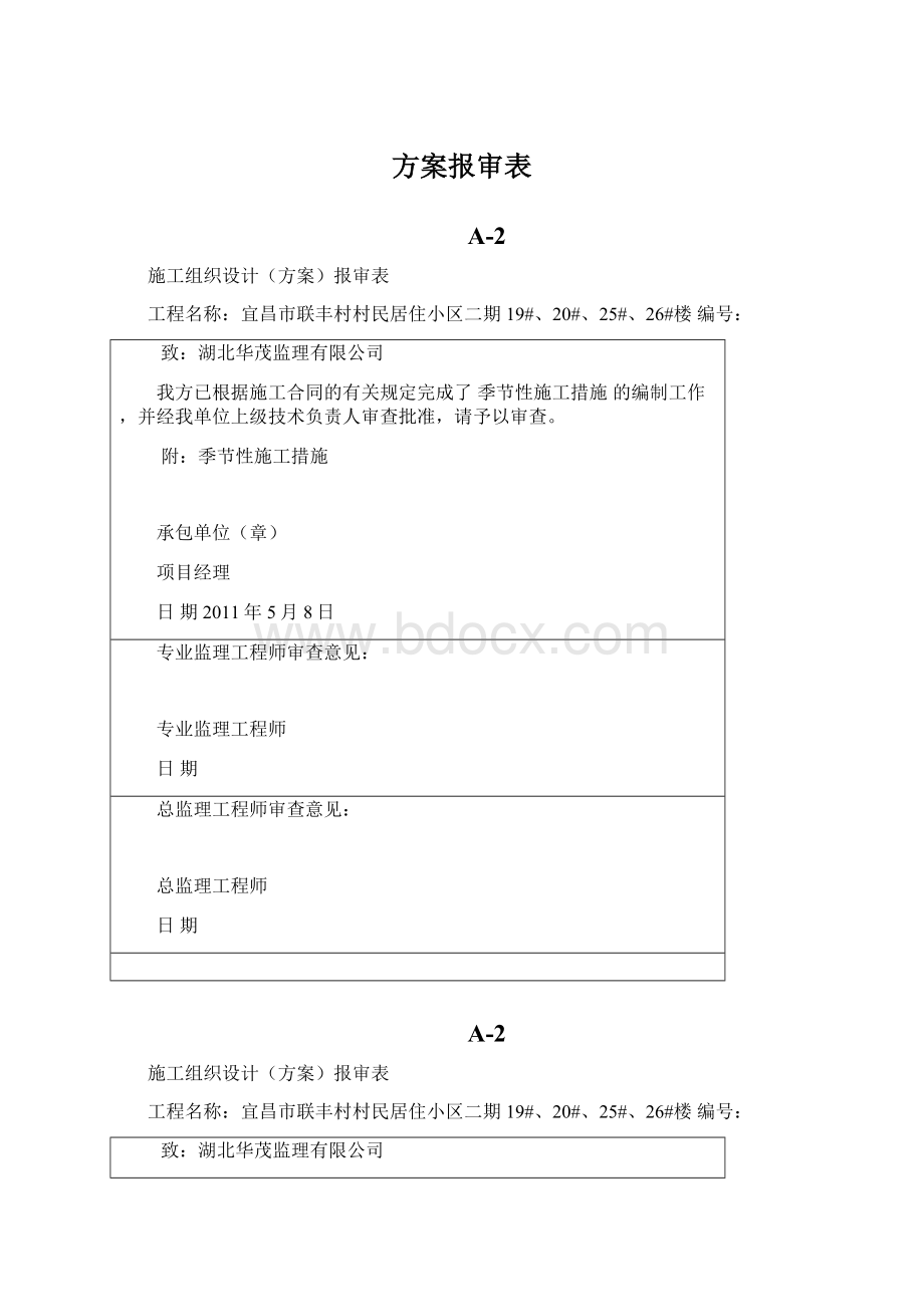 方案报审表Word文档下载推荐.docx_第1页