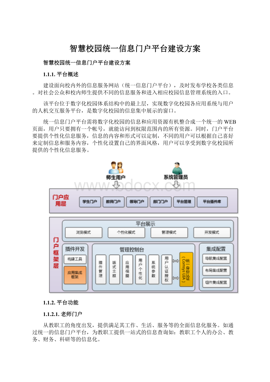 智慧校园统一信息门户平台建设方案Word文档下载推荐.docx