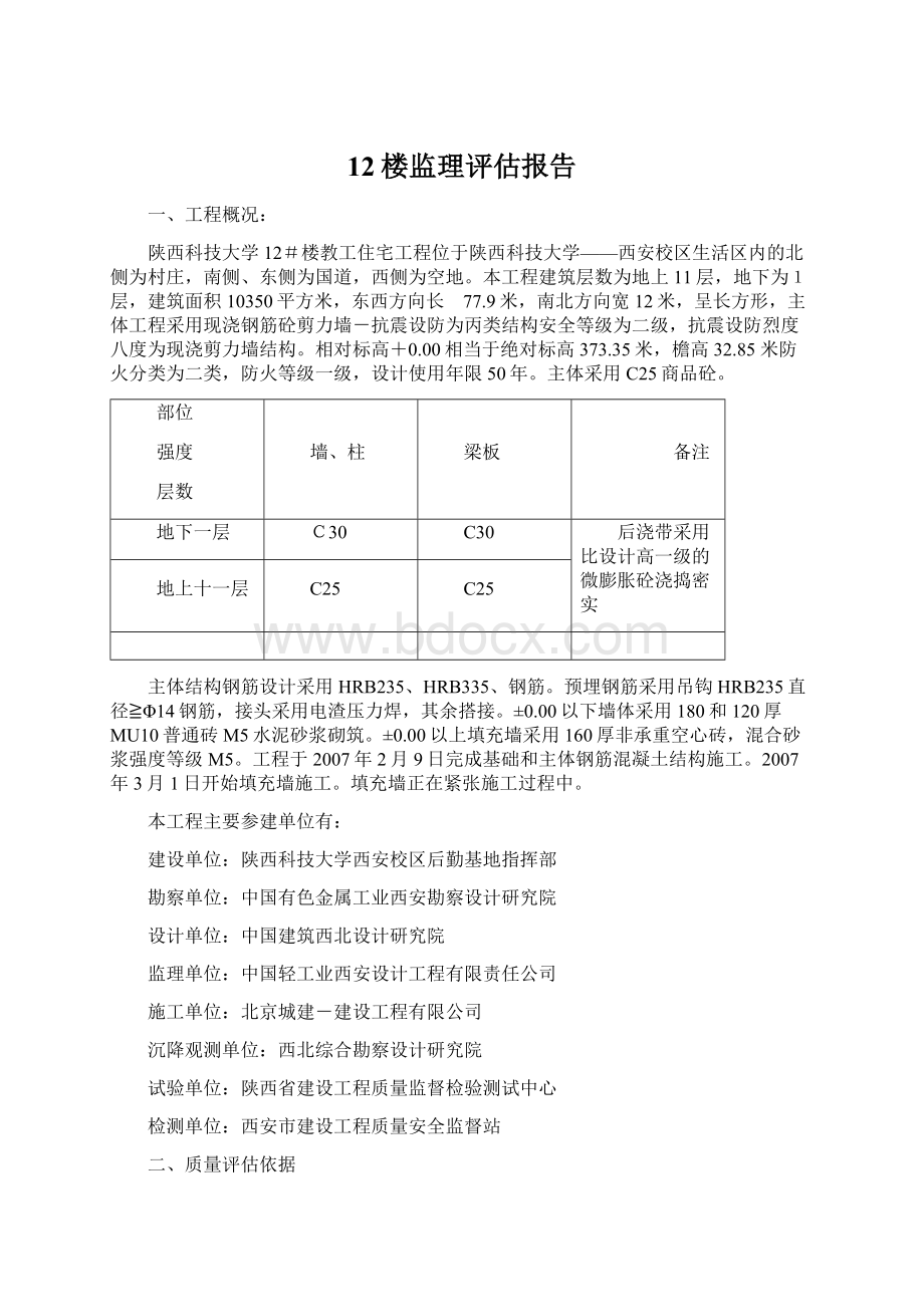 12楼监理评估报告Word文档格式.docx_第1页