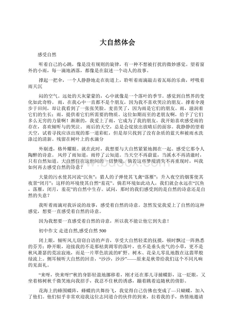 大自然体会Word格式文档下载.docx