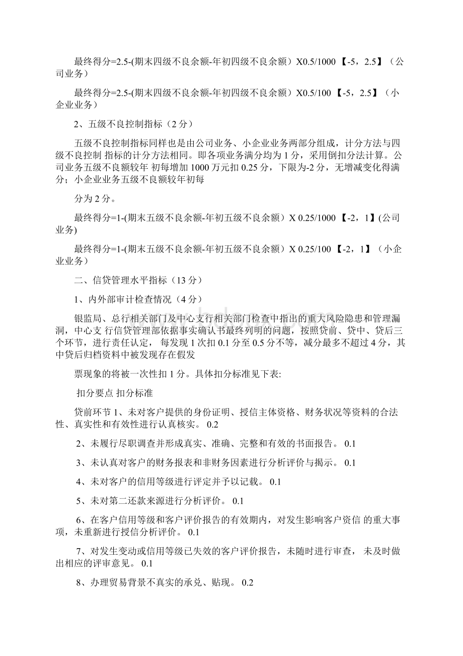 银行第二中心支行ⅩⅩ年信贷指标绩效考核办法Word格式文档下载.docx_第2页