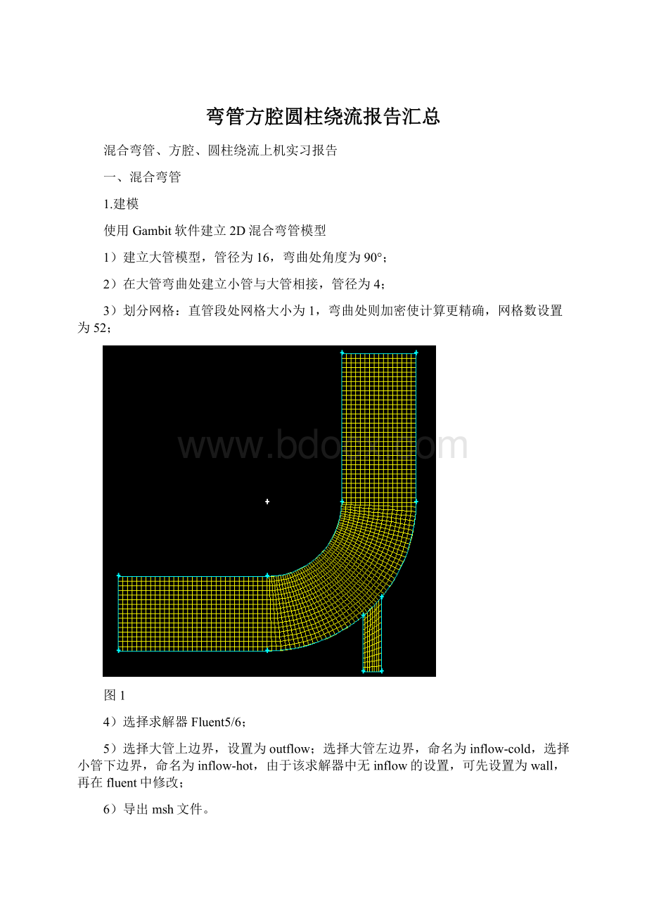 弯管方腔圆柱绕流报告汇总.docx