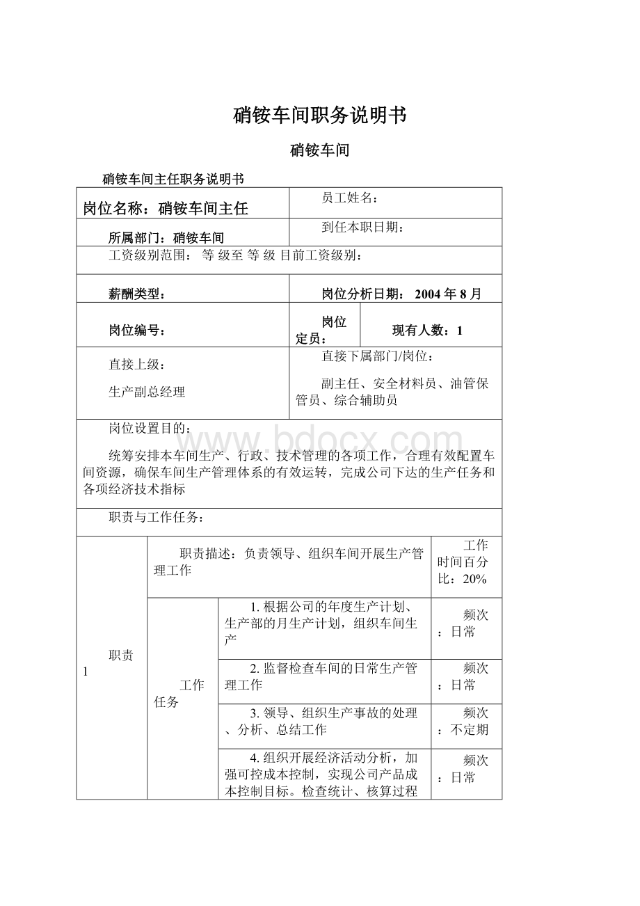 硝铵车间职务说明书Word文档格式.docx_第1页