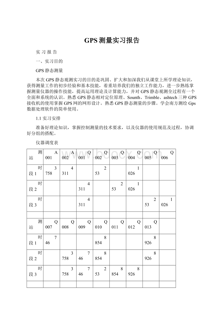 GPS测量实习报告.docx