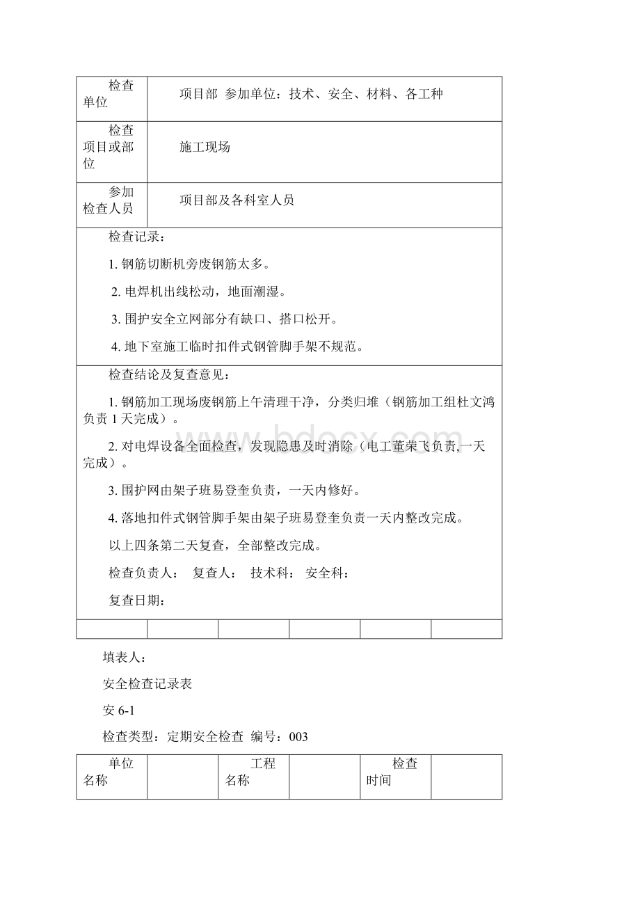 建筑工程安全检查记录表Word文档下载推荐.docx_第2页