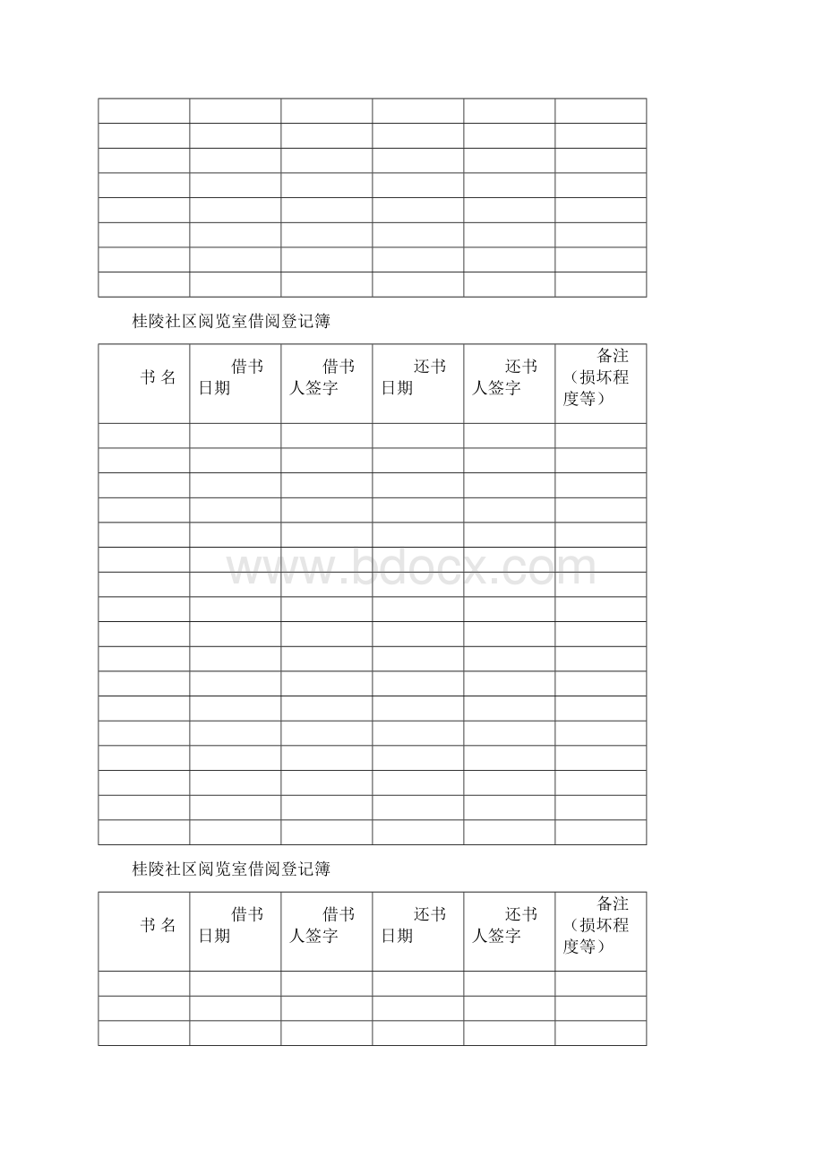 社区阅览室 农家书屋借书登记表.docx_第2页