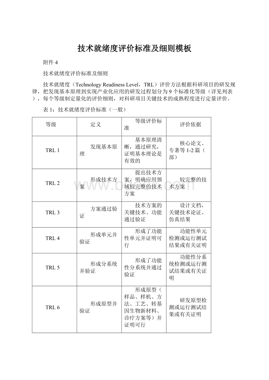 技术就绪度评价标准及细则模板.docx_第1页