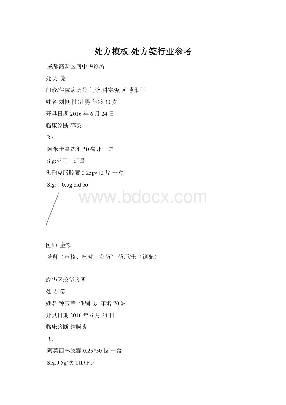 处方模板 处方笺行业参考.docx_第1页