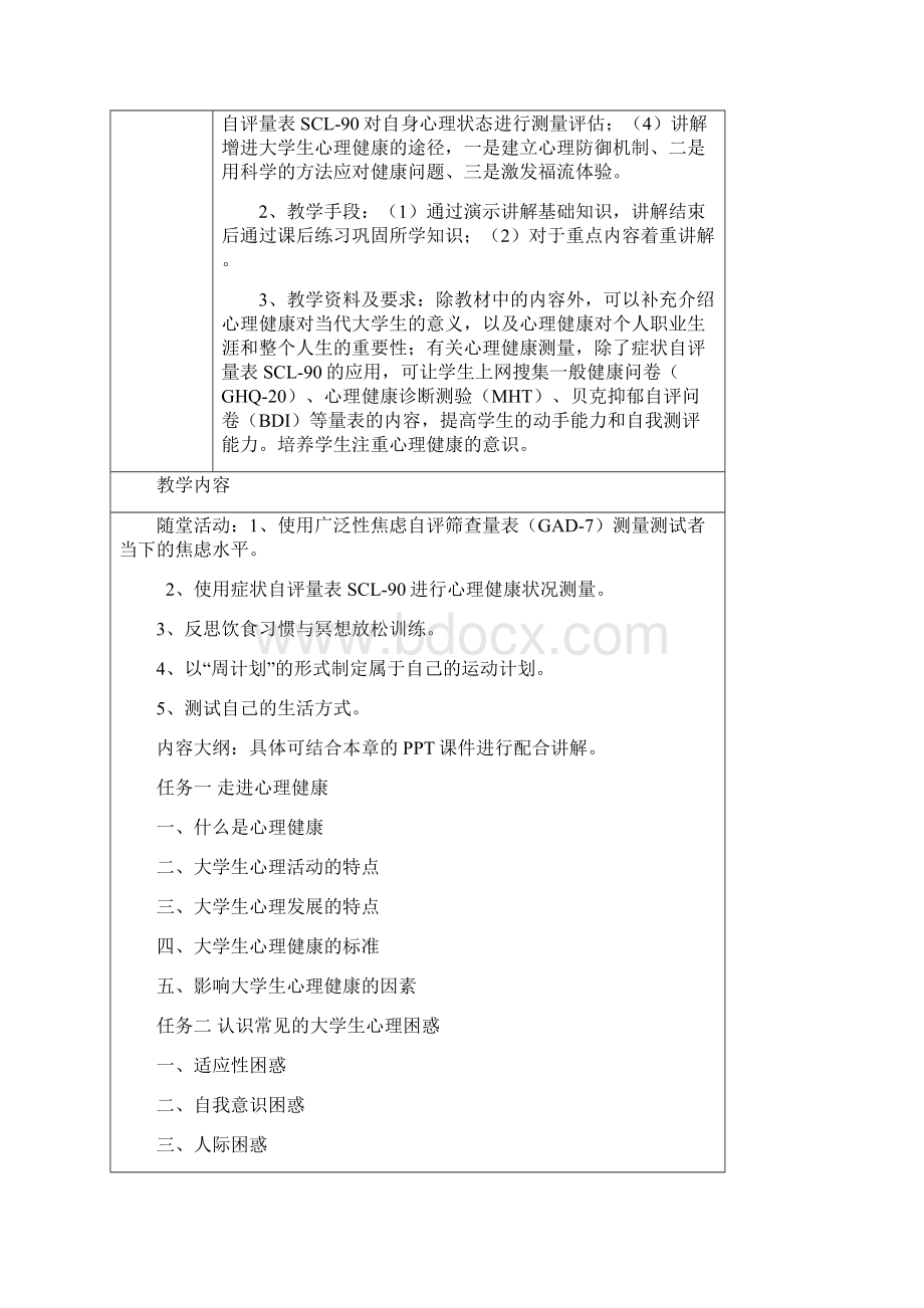 高职大学生心理健康教育教学教案.docx_第2页