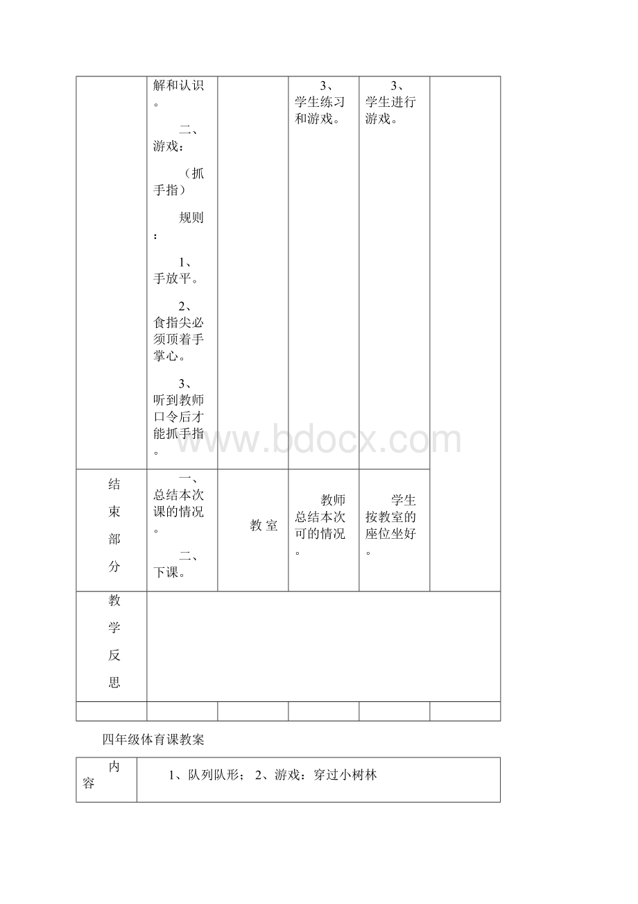 小学四年级下册体育表格式教案.docx_第3页