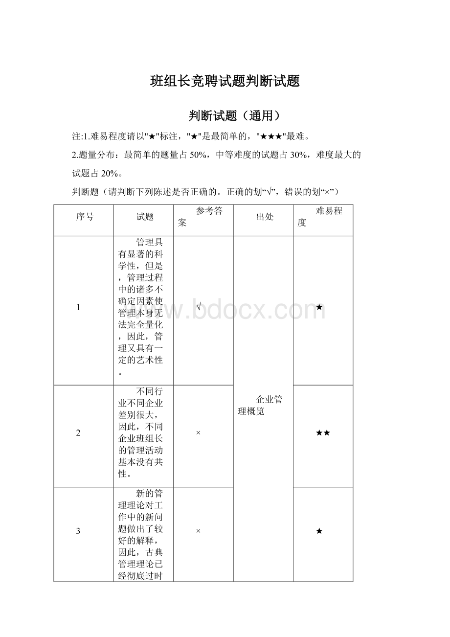 班组长竞聘试题判断试题.docx_第1页