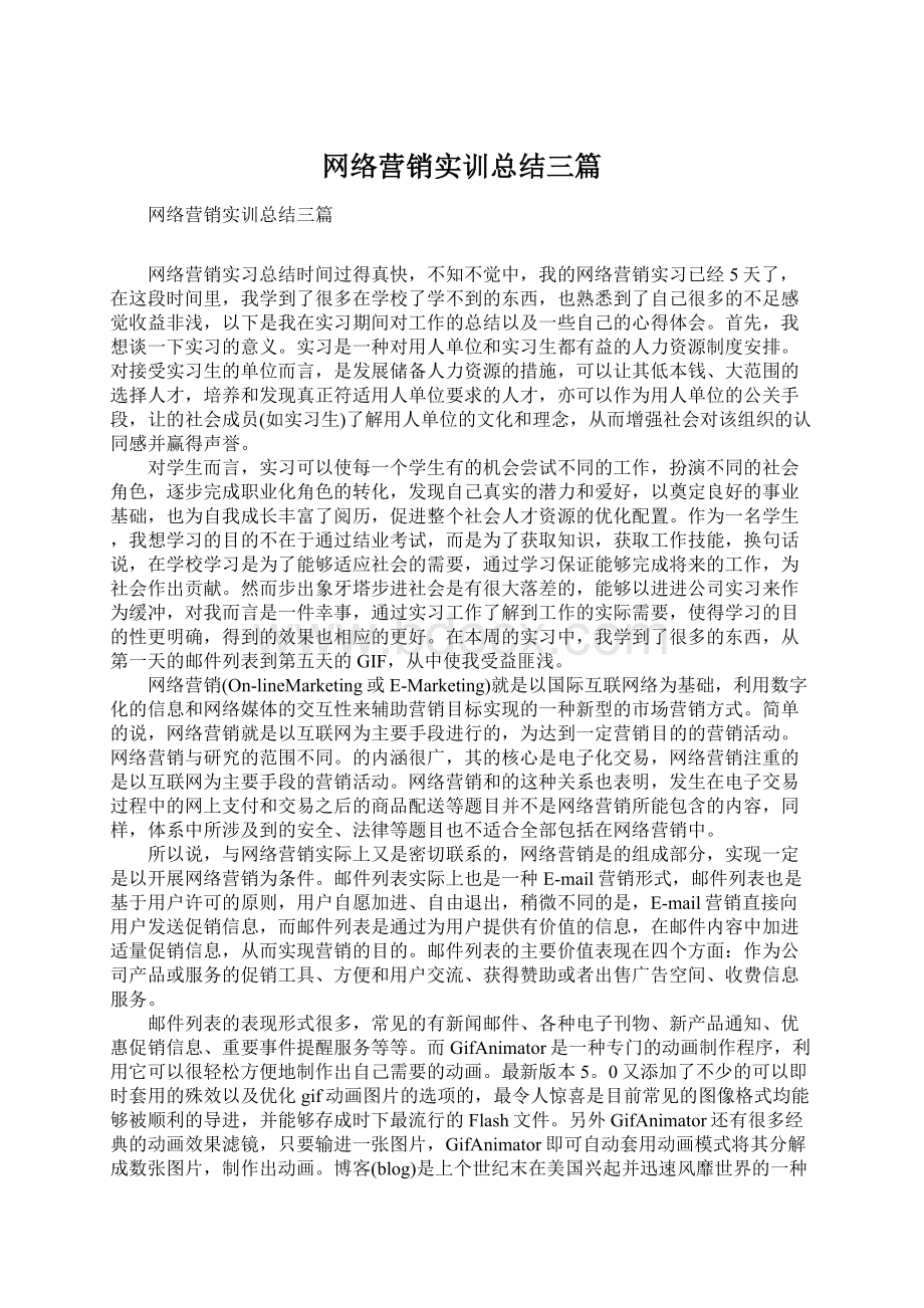 网络营销实训总结三篇.docx_第1页