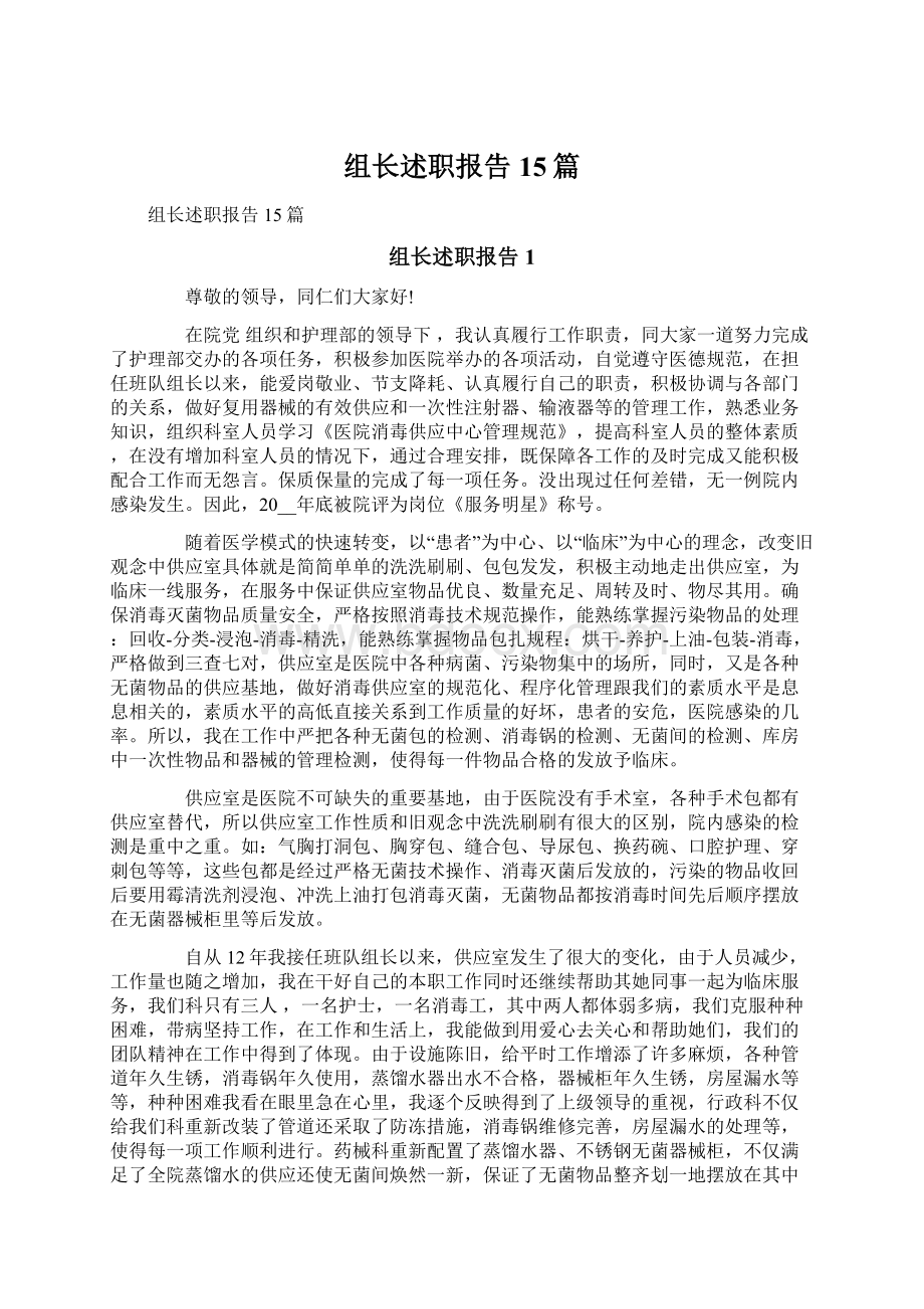 组长述职报告15篇.docx