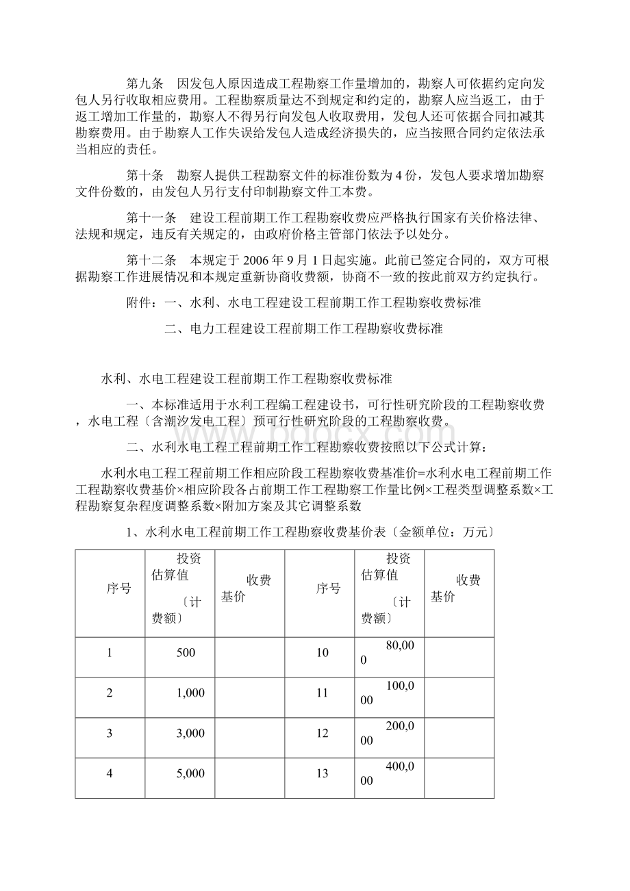 水利水电项目前期勘察收费规定发改价格1352号Word格式.docx_第2页