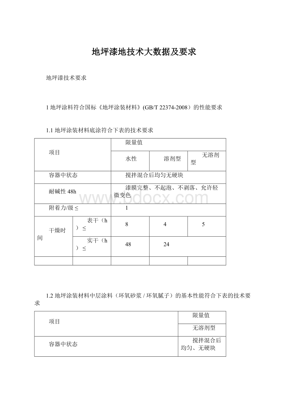 地坪漆地技术大数据及要求.docx