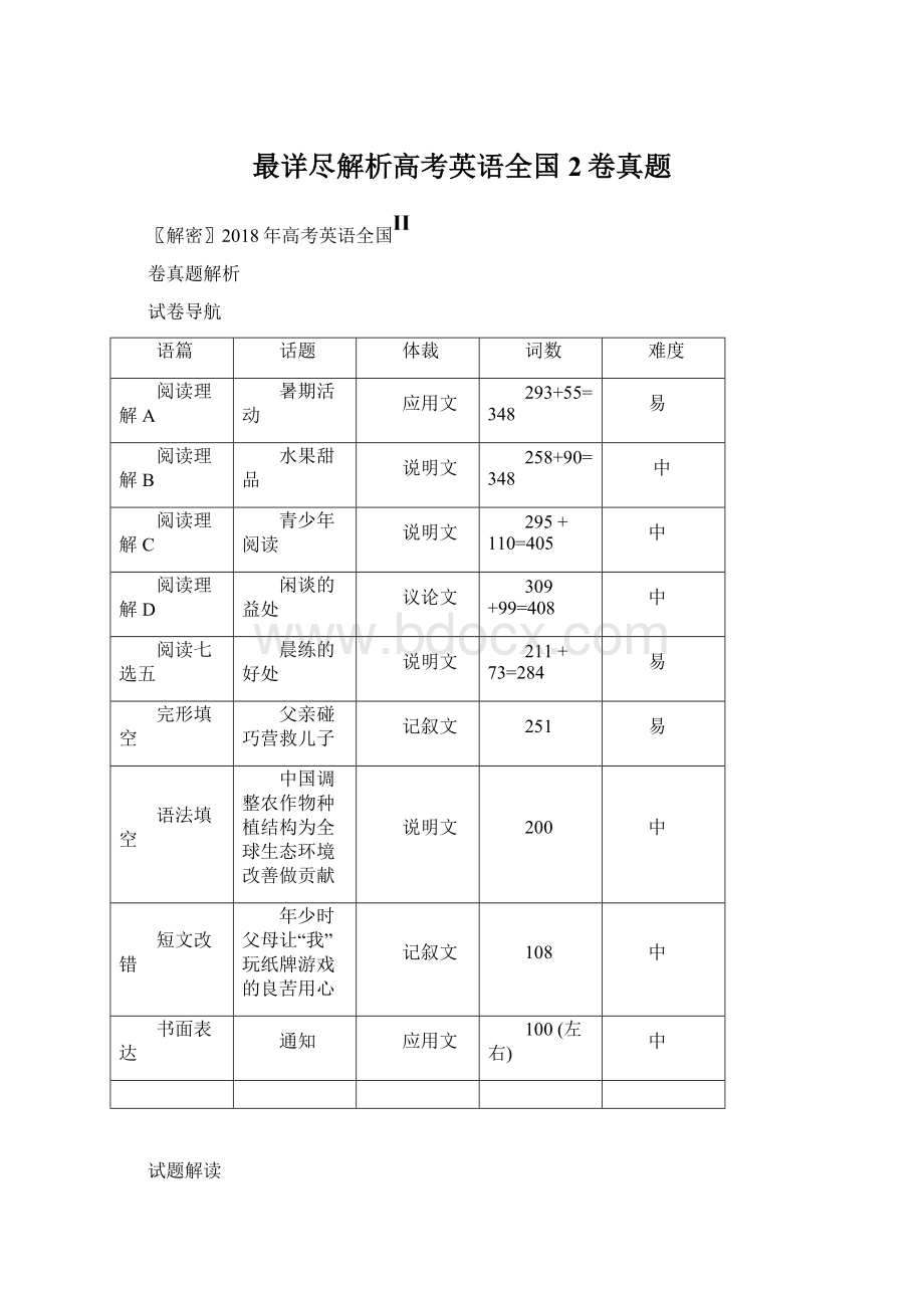 最详尽解析高考英语全国2卷真题Word下载.docx_第1页