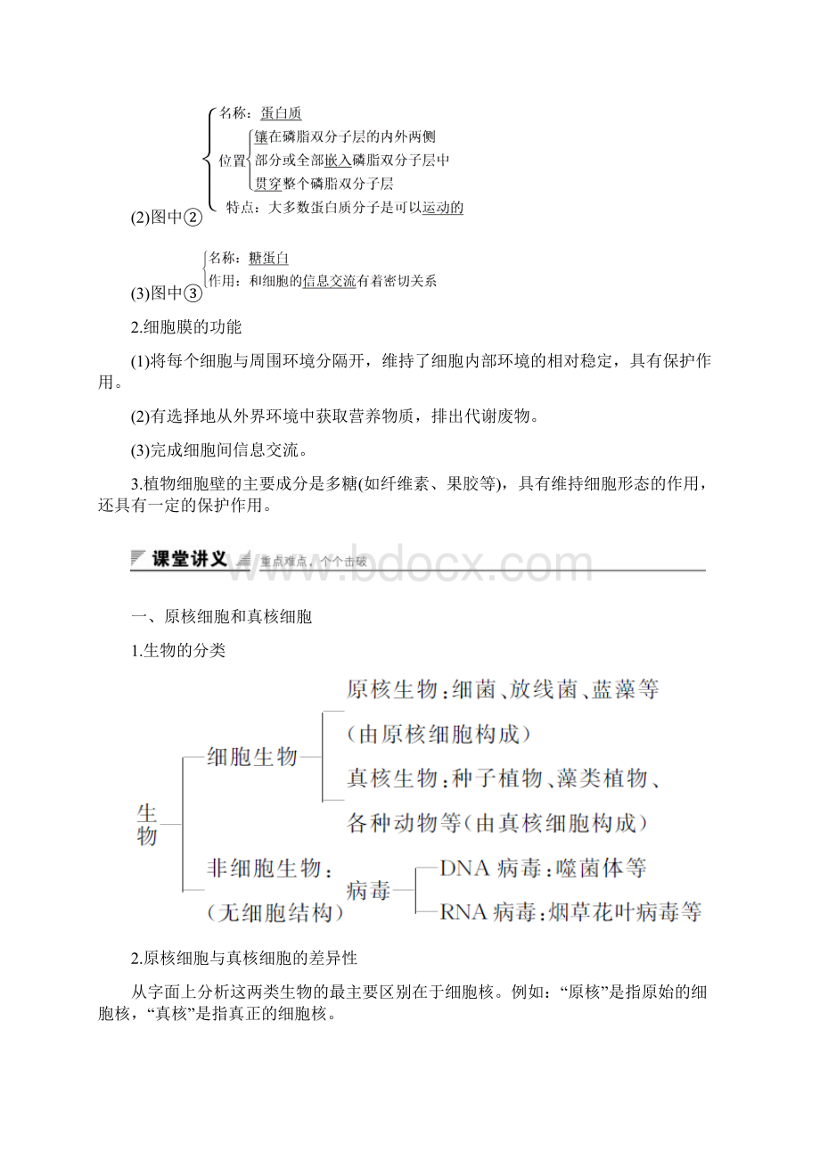 高中生物 321 原核细胞和真核细胞细胞膜和细胞壁课时作业 苏教版必修1Word文件下载.docx_第2页