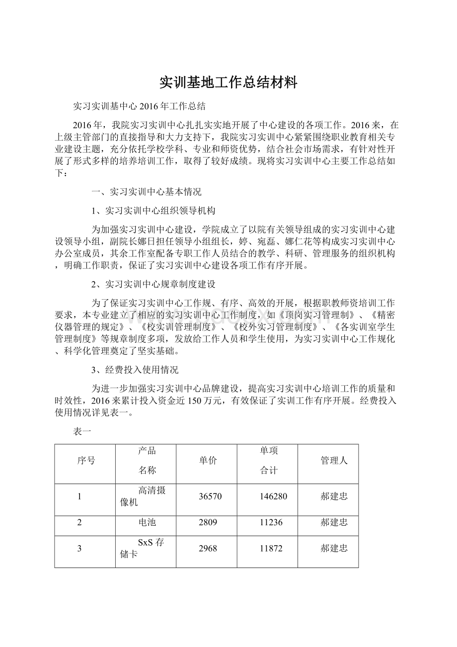 实训基地工作总结材料.docx