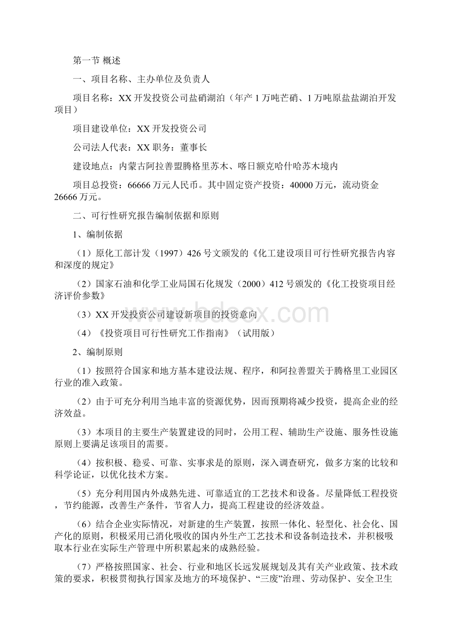 年产1万吨芒硝1万吨原盐盐湖泊开发项目可行性研究报告.docx_第2页