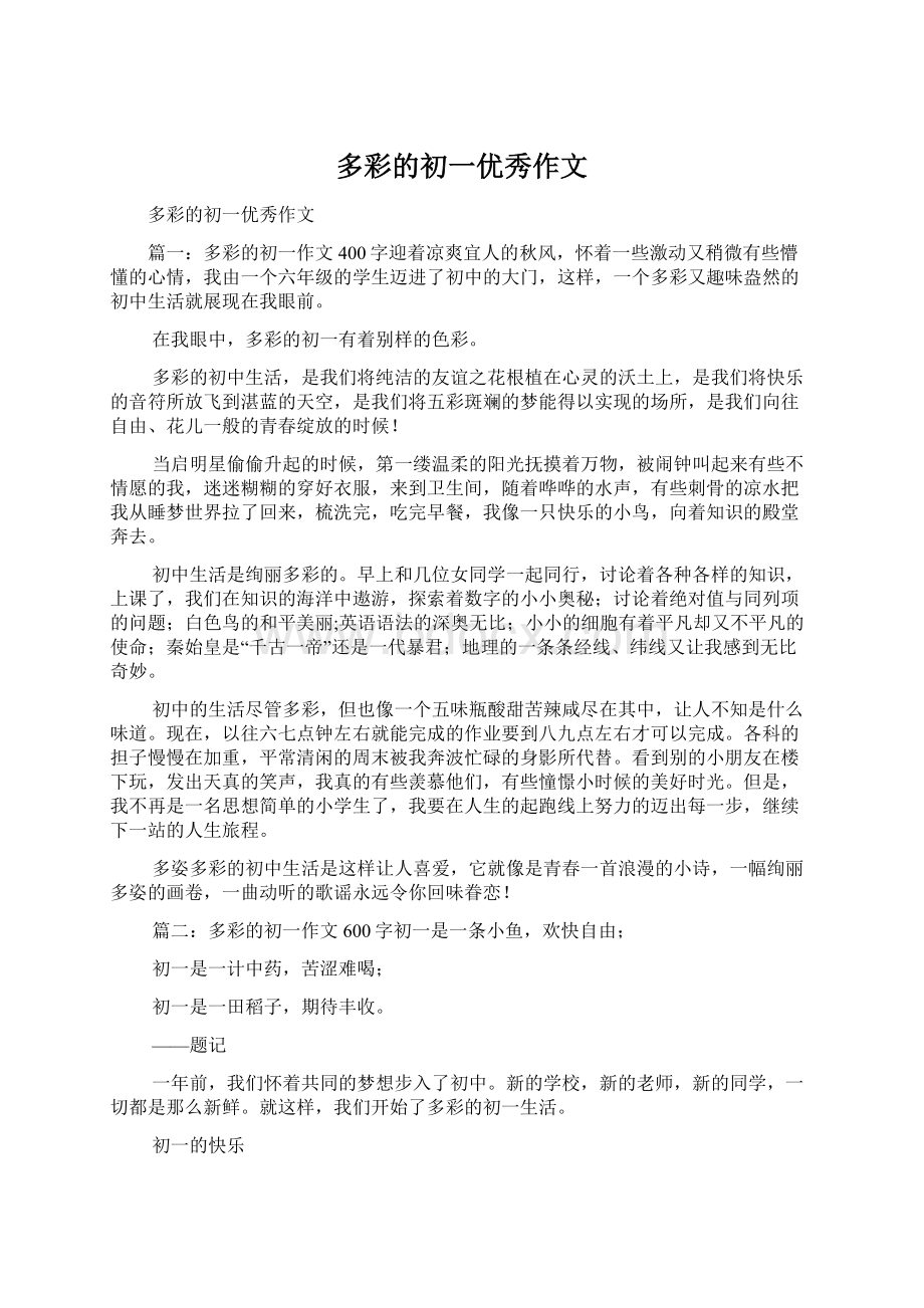 多彩的初一优秀作文.docx