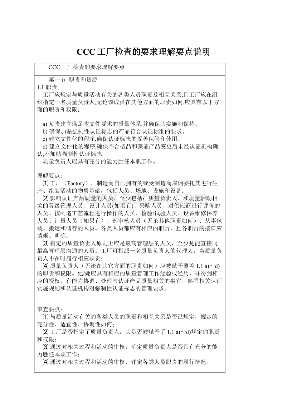 CCC工厂检查的要求理解要点说明Word格式文档下载.docx_第1页