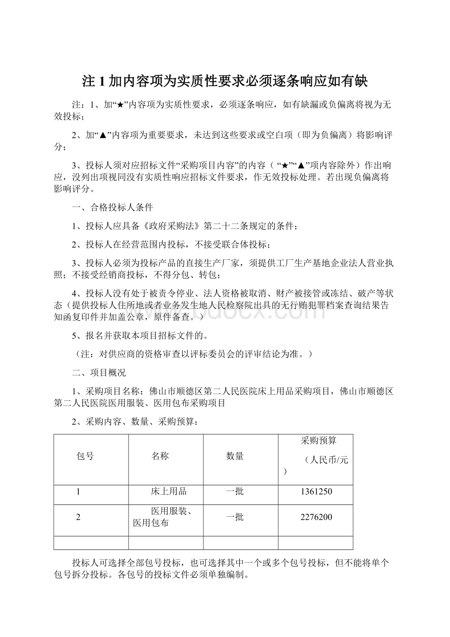 注1加内容项为实质性要求必须逐条响应如有缺Word文件下载.docx_第1页