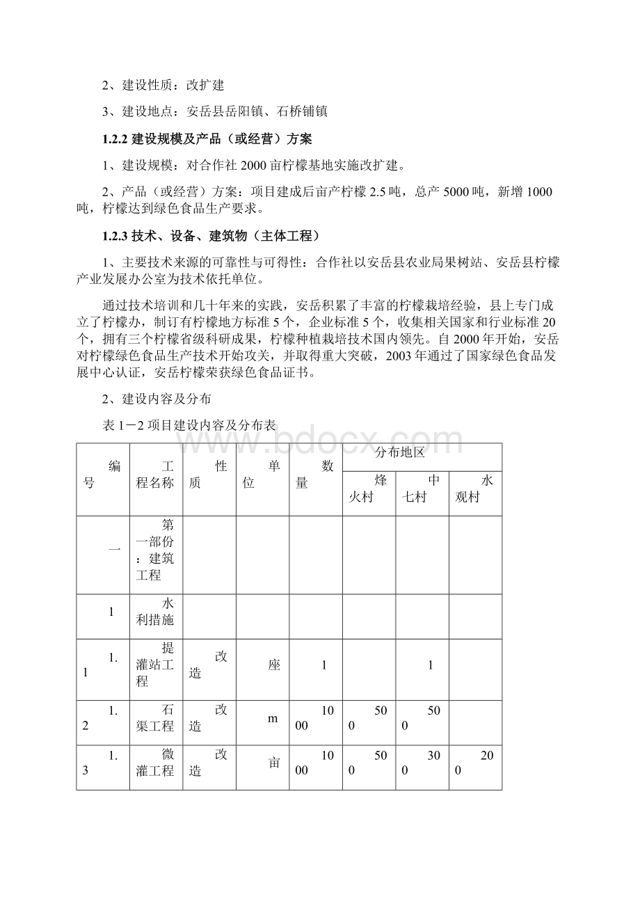 资阳市安岳县亩柠檬种植基地改扩建项目可行性研究报告Word格式文档下载.docx_第3页