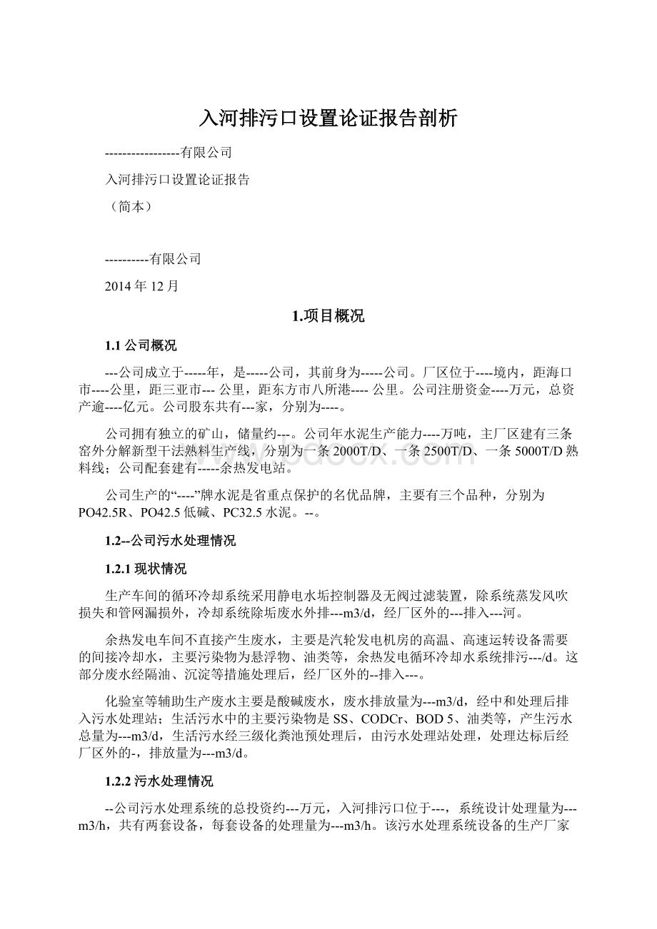 入河排污口设置论证报告剖析Word格式文档下载.docx