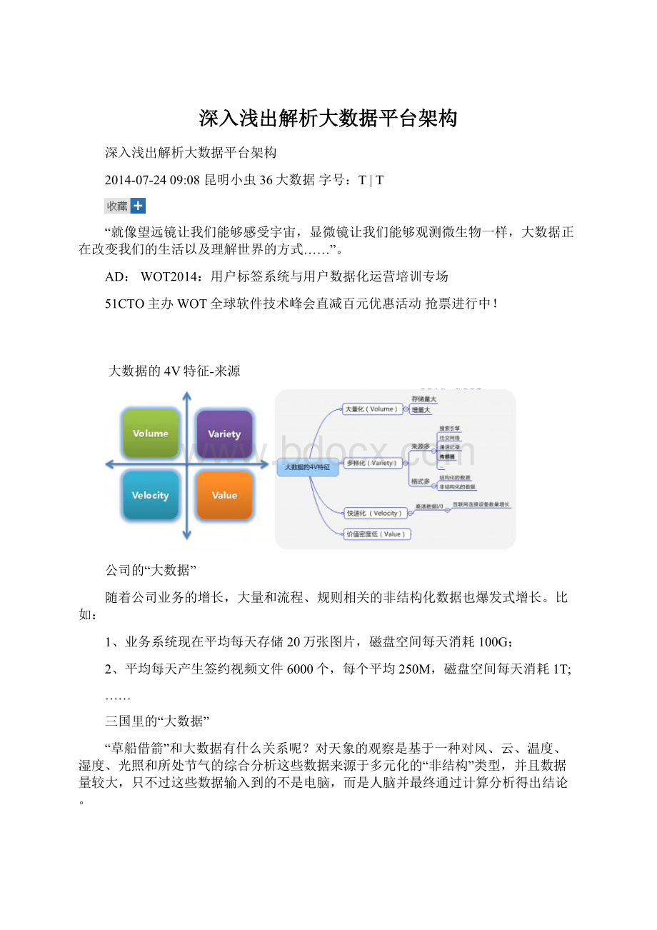 深入浅出解析大数据平台架构.docx_第1页