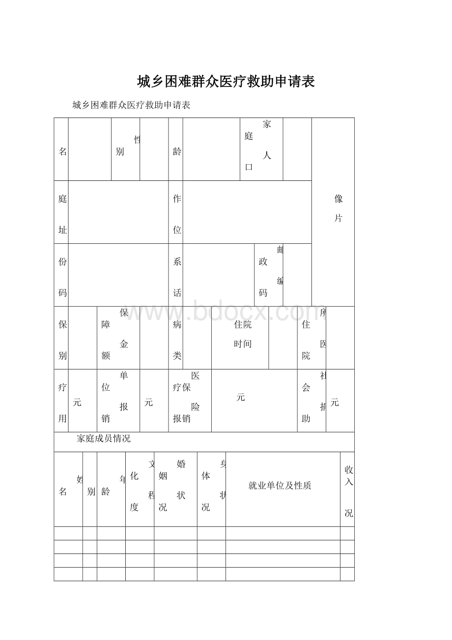 城乡困难群众医疗救助申请表.docx_第1页