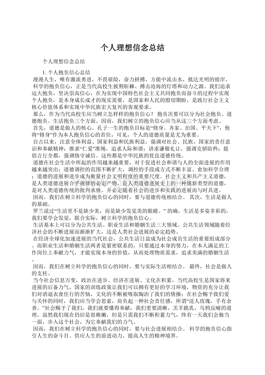 个人理想信念总结.docx