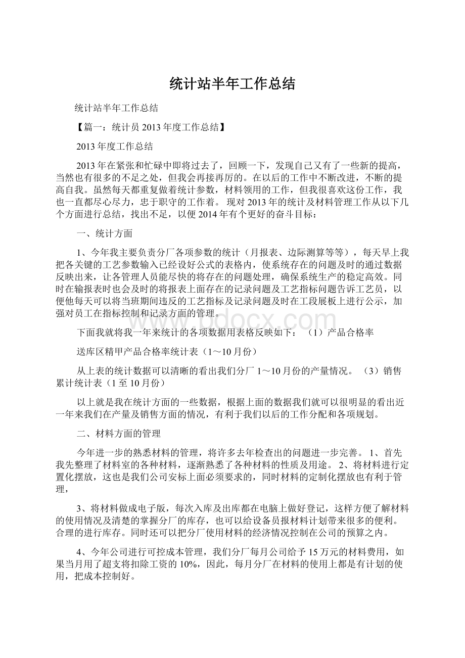 统计站半年工作总结.docx_第1页