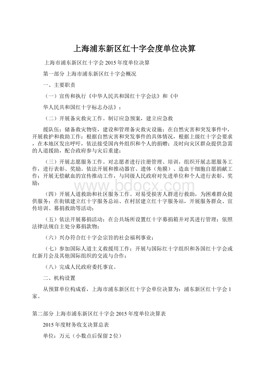 上海浦东新区红十字会度单位决算.docx_第1页