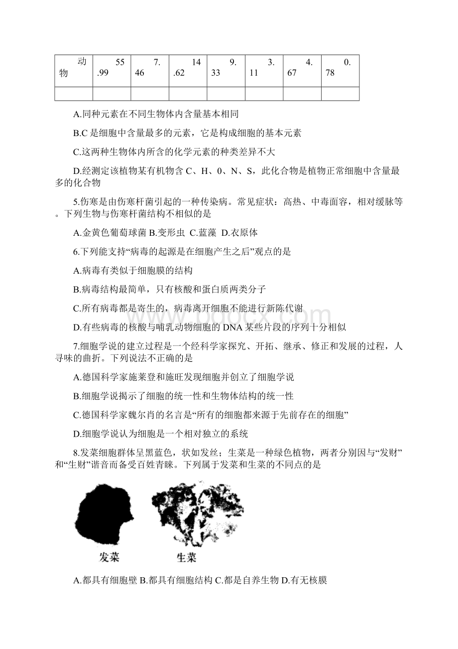 七校高一生物上学期第一次联考试题.docx_第2页