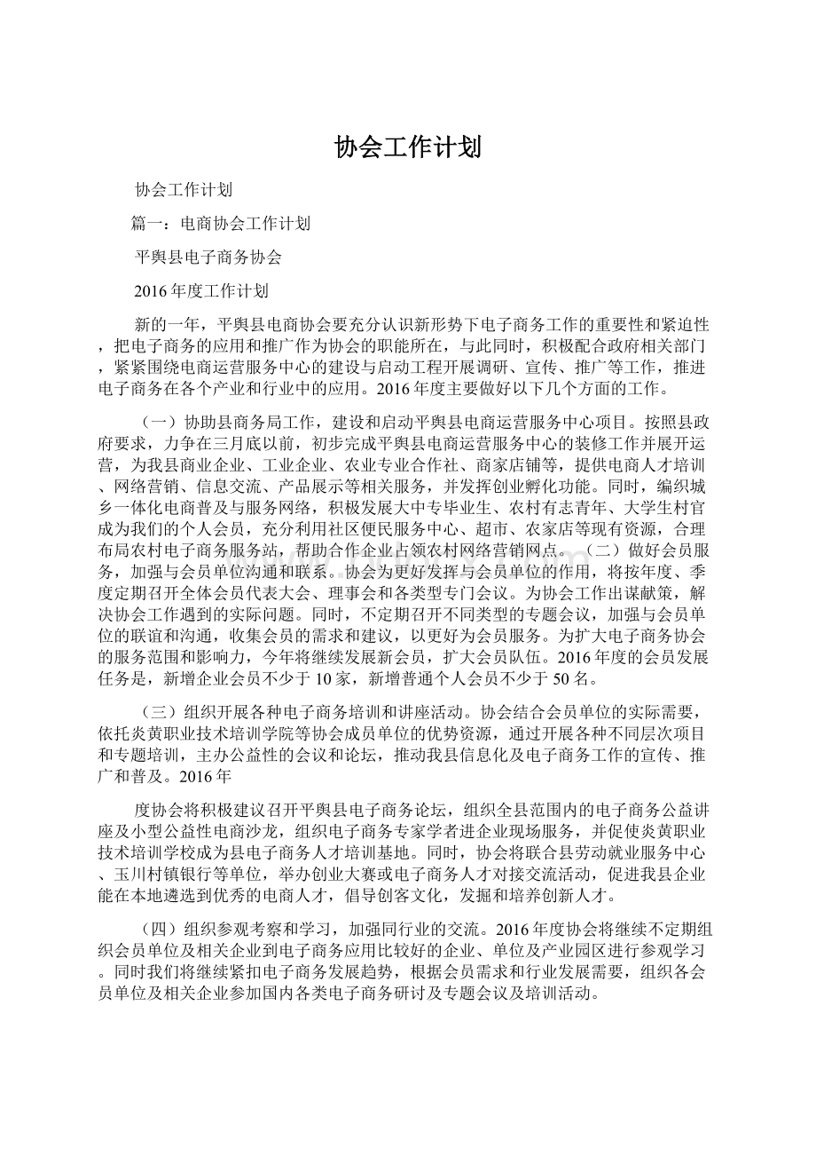 协会工作计划文档格式.docx_第1页