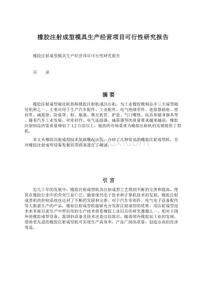 橡胶注射成型模具生产经营项目可行性研究报告Word下载.docx