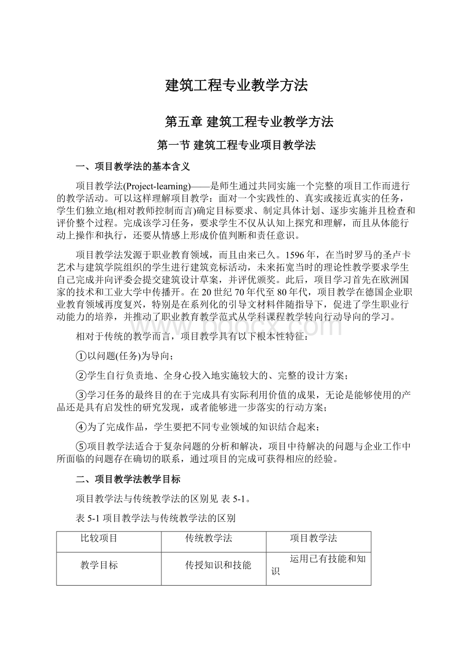 建筑工程专业教学方法Word文档下载推荐.docx