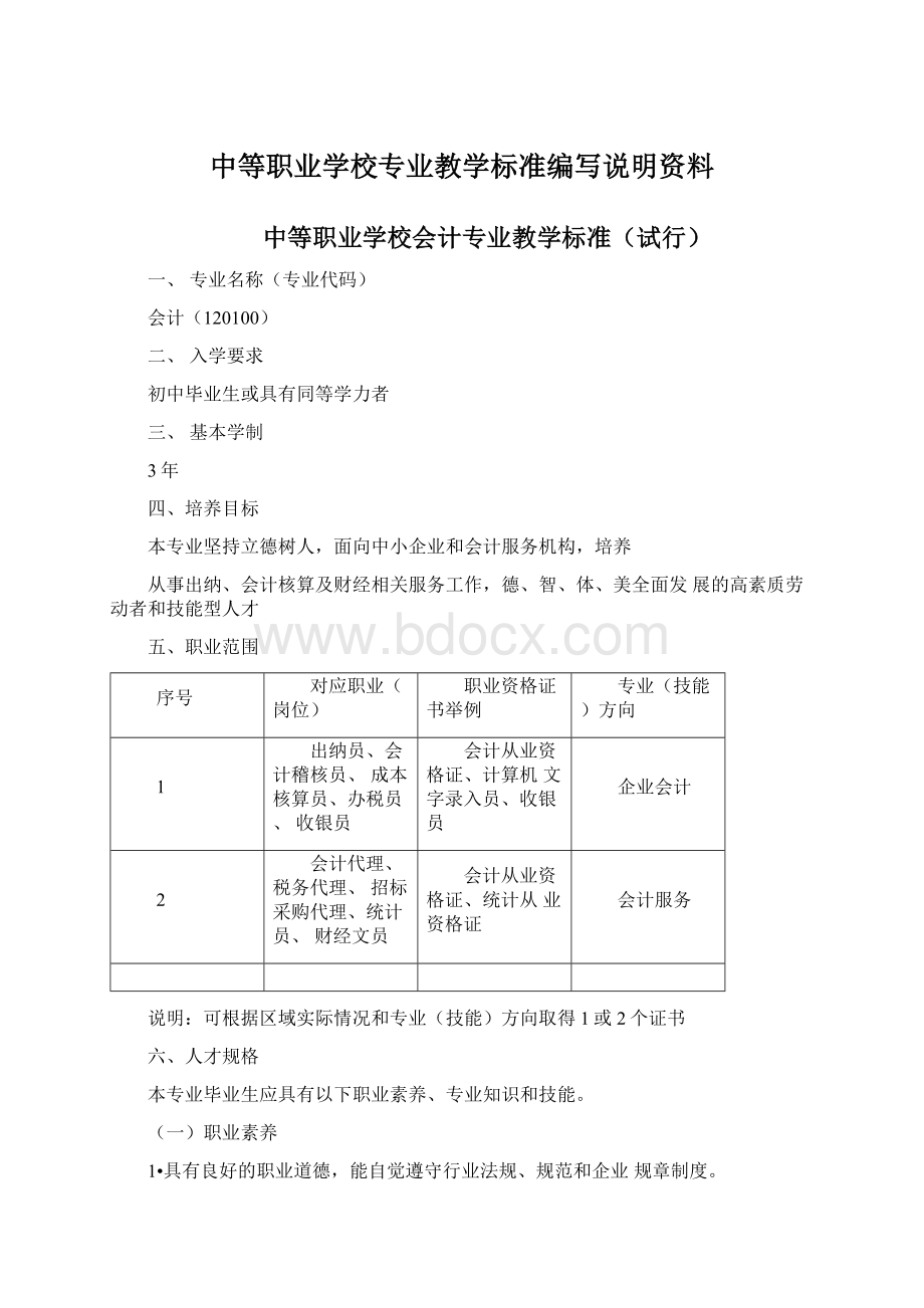 中等职业学校专业教学标准编写说明资料文档格式.docx_第1页