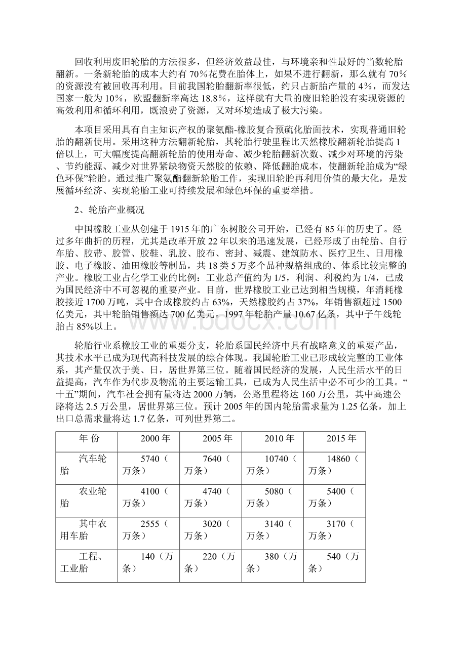 聚氨酯复合翻新轮胎项目可行性报告Word文档格式.docx_第2页