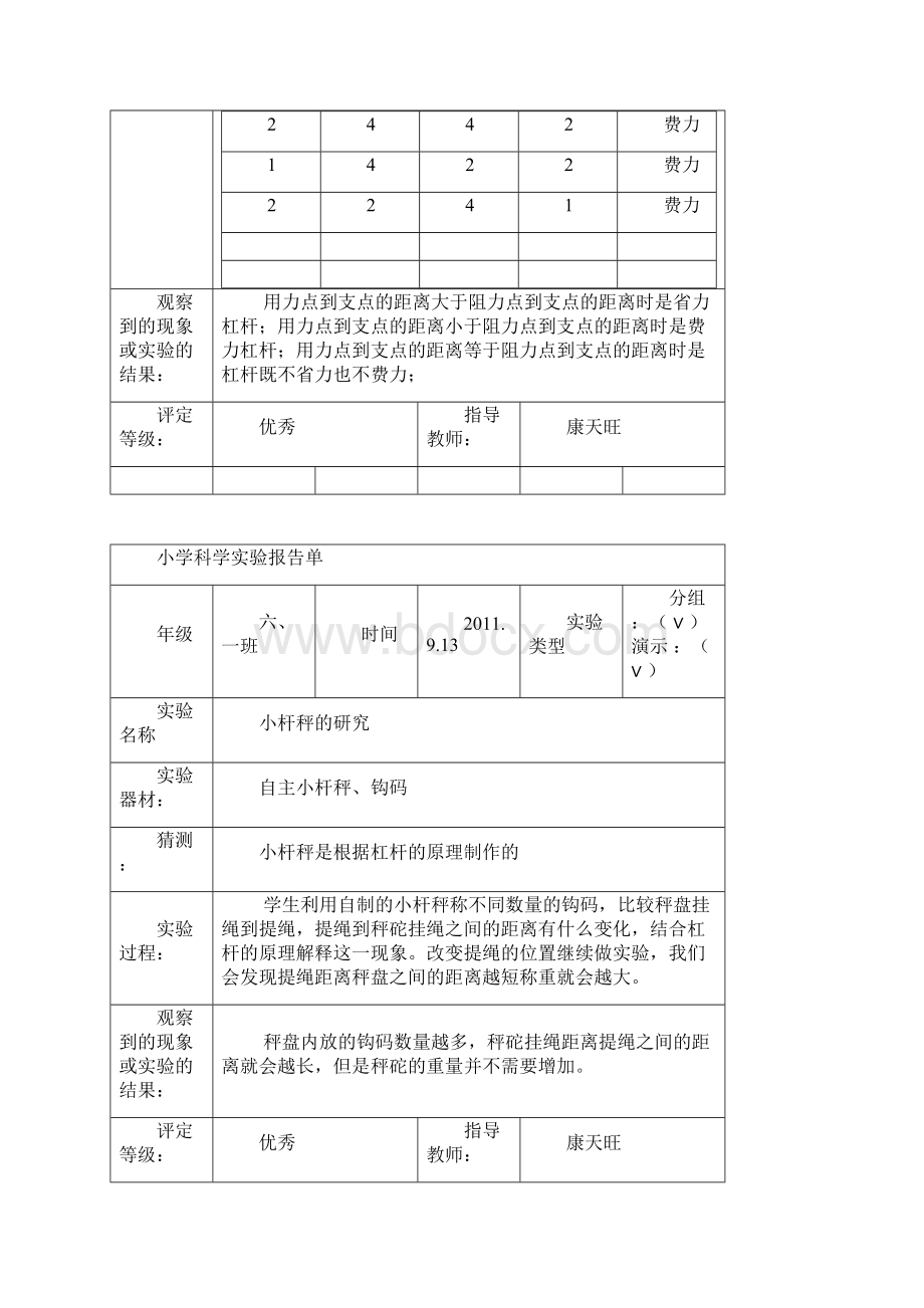 小学六年级上册科学实验报告2329191.docx_第3页